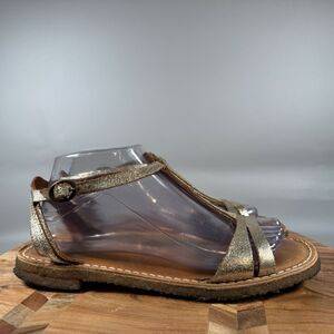 Vialis Sandals‎ Bronze Leather Open Toe T-Strap Crepe Sole Womens EU 39 US 8.5